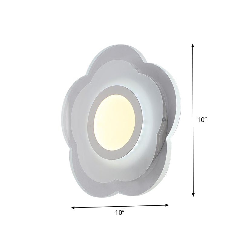 Simplicity Flower Flush Wall Sconce Acrylic Bedroom LED Wall Light Kit in Warm/White Light Clearhalo 'Modern wall lights' 'Modern' 'Wall Lamps & Sconces' 'Wall Lights' Lighting' 1960683