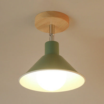 Pink/Orange 1 Head Ceiling Light Contemporary Metal Funnel Shade Semi-Flush Mount Light for Corridor Green Clearhalo 'Ceiling Lights' 'Close To Ceiling Lights' 'Close to ceiling' 'Semi-flushmount' Lighting' 19609