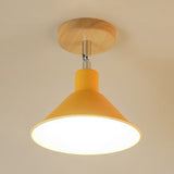 Pink/Orange 1 Head Ceiling Light Contemporary Metal Funnel Shade Semi-Flush Mount Light for Corridor Orange Clearhalo 'Ceiling Lights' 'Close To Ceiling Lights' 'Close to ceiling' 'Semi-flushmount' Lighting' 19610