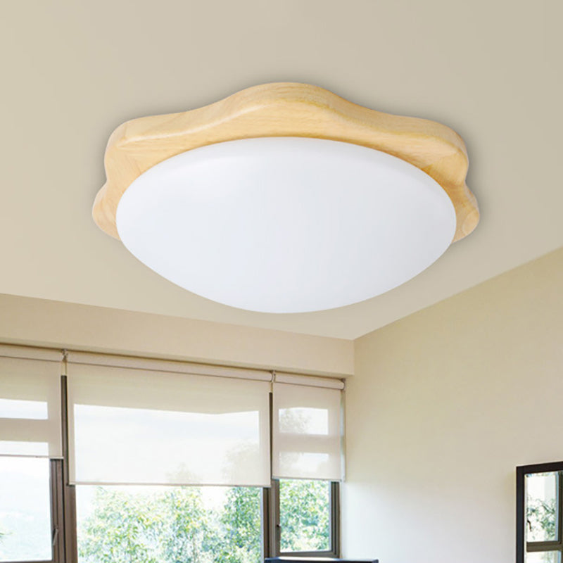 Bedroom Bowl Ceiling Light Wood Simple Style in Beige Flush Mount Ceiling Fixture Wood Clearhalo 'Ceiling Lights' 'Close To Ceiling Lights' 'Close to ceiling' 'Flush mount' Lighting' 196172