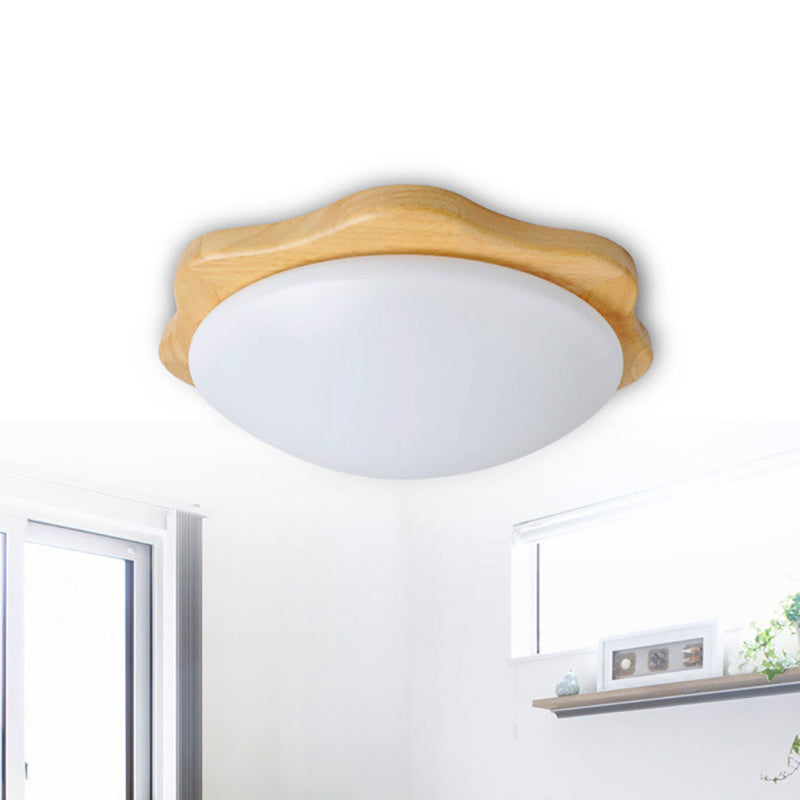 Bedroom Bowl Ceiling Light Wood Simple Style in Beige Flush Mount Ceiling Fixture Clearhalo 'Ceiling Lights' 'Close To Ceiling Lights' 'Close to ceiling' 'Flush mount' Lighting' 196173