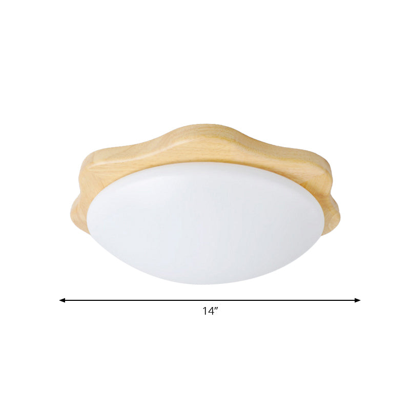 Bedroom Bowl Ceiling Light Wood Simple Style in Beige Flush Mount Ceiling Fixture Clearhalo 'Ceiling Lights' 'Close To Ceiling Lights' 'Close to ceiling' 'Flush mount' Lighting' 196175