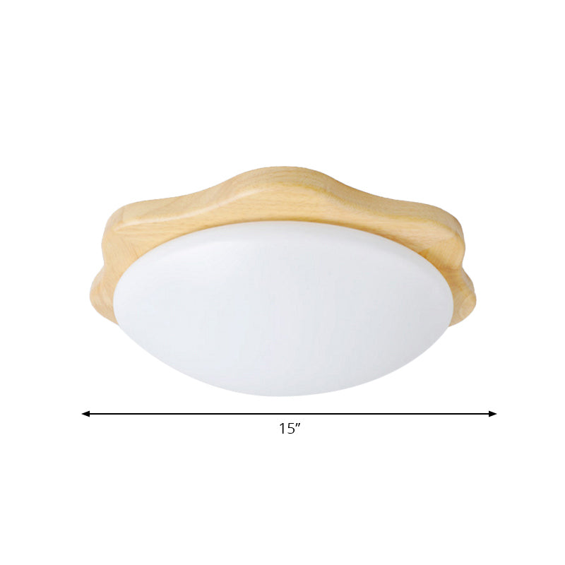 Bedroom Bowl Ceiling Light Wood Simple Style in Beige Flush Mount Ceiling Fixture Clearhalo 'Ceiling Lights' 'Close To Ceiling Lights' 'Close to ceiling' 'Flush mount' Lighting' 196176