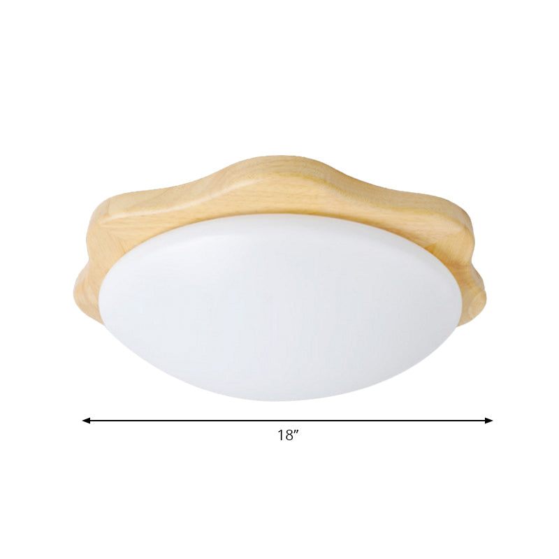 Bedroom Bowl Ceiling Light Wood Simple Style in Beige Flush Mount Ceiling Fixture Clearhalo 'Ceiling Lights' 'Close To Ceiling Lights' 'Close to ceiling' 'Flush mount' Lighting' 196177