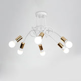 Loft Style Twisted Semi Flush Light with Open Bulb 3/5 Heads Metal Ceiling Light Fixture in Gold 6 Gold Clearhalo 'Ceiling Lights' 'Close To Ceiling Lights' 'Close to ceiling' 'Semi-flushmount' Lighting' 19628