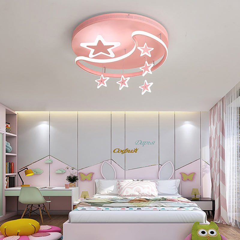 Nordic Moon and Star Ceiling Light Fixture Acrylic Flush Mount Ceiling Light for Kindergarten Pink White Clearhalo 'Ceiling Lights' 'Close To Ceiling Lights' 'Close to ceiling' 'Flush mount' Lighting' 196309