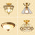 1-Light Cone Semi Flush Mount Vintage Brass Frosted White Glass Close to Ceiling Light for Corridor Brass Clearhalo 'Ceiling Lights' 'Close To Ceiling Lights' 'Close to ceiling' 'Flush mount' Lighting' 1963439