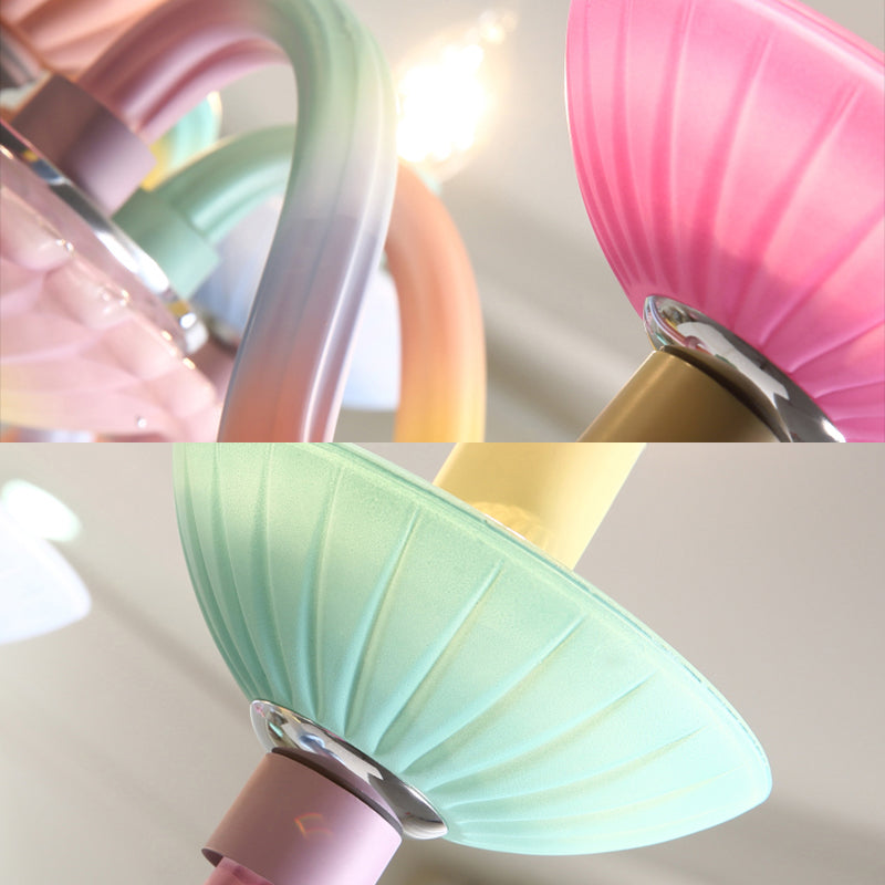 Glass Candle Suspension Light with Little Bell Kid Bedroom Kids Modern Colorful Chandelier Clearhalo 'Ceiling Lights' 'Chandeliers' Lighting' options 196346