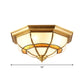 3/4/6 Lights Octagonal Flush Light Vintage Brass Frosted Glass Panel Small/Medium/Large Ceiling Lamp Clearhalo 'Ceiling Lights' 'Close To Ceiling Lights' 'Close to ceiling' 'Flush mount' Lighting' 1963496