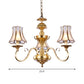 3/5/6 Lights Chandelier Light Traditional Bedroom Ceiling Lamp with Flared Frosted Glass Shade in Polished Brass Clearhalo 'Ceiling Lights' 'Chandeliers' 'Glass shade' 'Glass' Lighting' 1963640