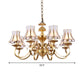 3/5/6 Lights Chandelier Light Traditional Bedroom Ceiling Lamp with Flared Frosted Glass Shade in Polished Brass Clearhalo 'Ceiling Lights' 'Chandeliers' 'Glass shade' 'Glass' Lighting' 1963649