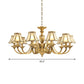 6/8/10 Lights Frosted Glass Panel Chandelier Lighting Colonial Polished Brass Flared Bedroom Pendant Lamp Clearhalo 'Ceiling Lights' 'Chandeliers' 'Glass shade' 'Glass' 'Pendant Lights' Lighting' 1963655
