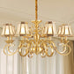 Brass 6/8/12 Lights Chandelier Lamp Colonial Frosted Glass Curved Hanging Light, Small/Medium/Large Clearhalo 'Ceiling Lights' 'Chandeliers' 'Glass shade' 'Glass' 'Pendant Lights' Lighting' 1963680