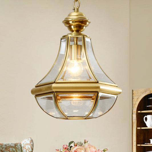 1-Light Hanging Light Minimalist Living Room Pendant Lamp with Pear Seeded/Clear Glass Shade in Polished Brass/Antique Brass Brass A Clearhalo 'Ceiling Lights' 'Glass shade' 'Glass' 'Pendant Lights' 'Pendants' Lighting' 1963710