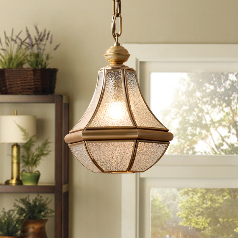 1-Light Hanging Light Minimalist Living Room Pendant Lamp with Pear Seeded/Clear Glass Shade in Polished Brass/Antique Brass Brass B Clearhalo 'Ceiling Lights' 'Glass shade' 'Glass' 'Pendant Lights' 'Pendants' Lighting' 1963715