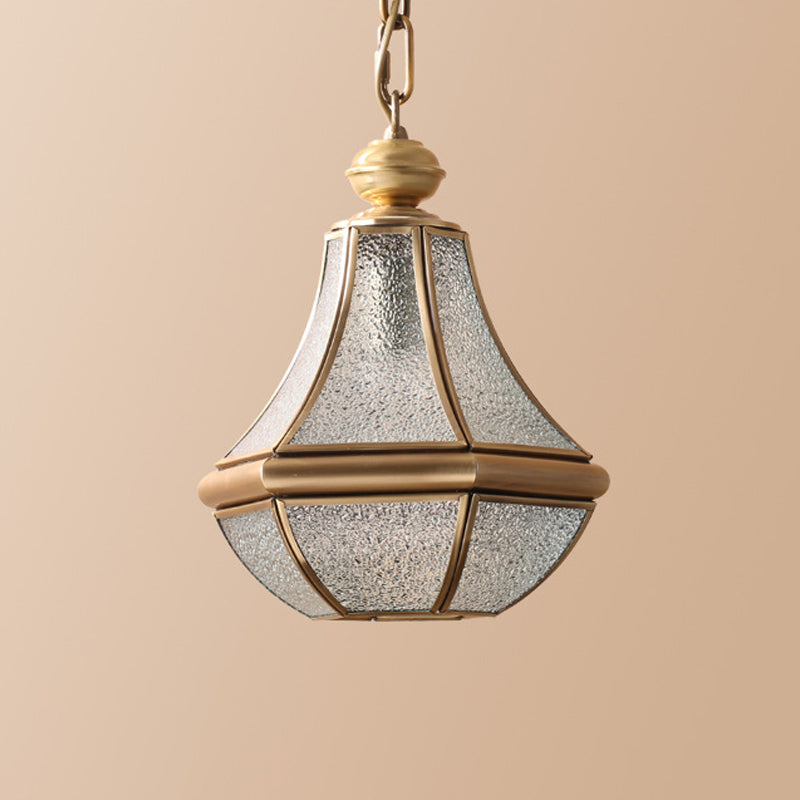1-Light Hanging Light Minimalist Living Room Pendant Lamp with Pear Seeded/Clear Glass Shade in Polished Brass/Antique Brass Clearhalo 'Ceiling Lights' 'Glass shade' 'Glass' 'Pendant Lights' 'Pendants' Lighting' 1963718