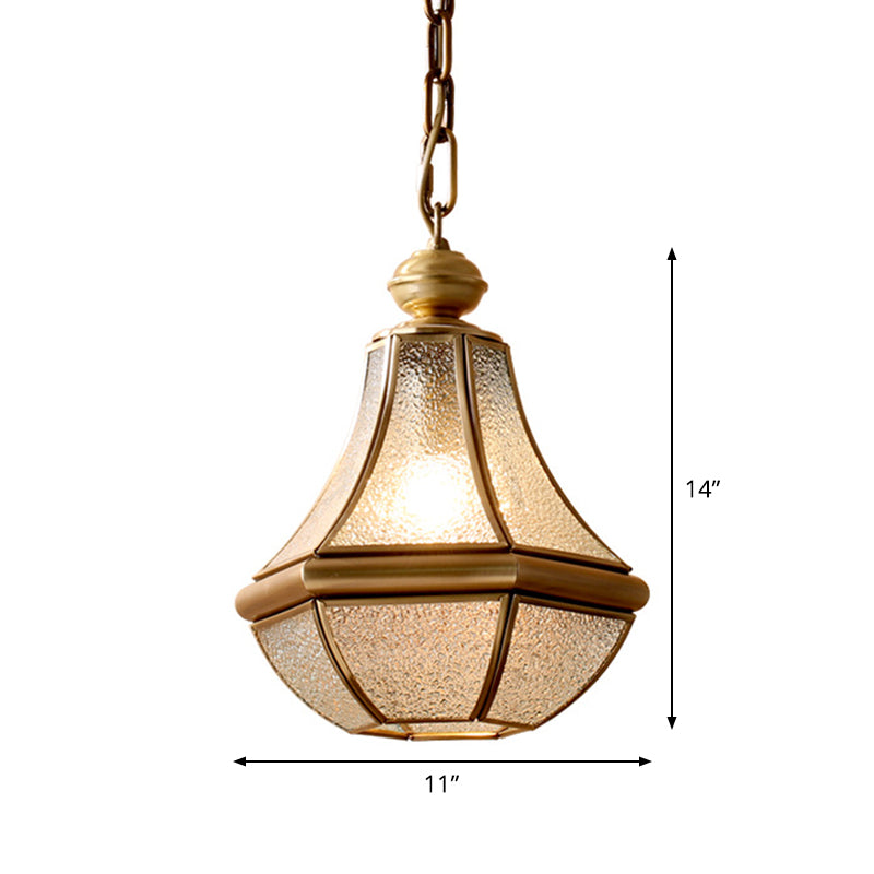 1-Light Hanging Light Minimalist Living Room Pendant Lamp with Pear Seeded/Clear Glass Shade in Polished Brass/Antique Brass Clearhalo 'Ceiling Lights' 'Glass shade' 'Glass' 'Pendant Lights' 'Pendants' Lighting' 1963719