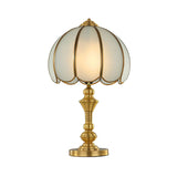 1-Light Bowl Nightstand Lamp Colonial Polished Brass Frosted Glass Table Lamp for Bedroom Clearhalo 'Lamps' 'Table Lamps' Lighting' 1963791