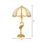 1-Light Night Lamp Vintage Bedroom Table Lamp with Bowl Frosted Glass Shade and Bird Pedestal in Polished Brass Clearhalo 'Lamps' 'Table Lamps' Lighting' 1963798