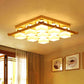 Nordic 4/6/9-Light Ceiling Mount Light Wood Grid Semi Flush Mount with Opal Frosted Glass Shade 9 Wood Clearhalo 'Ceiling Lights' 'Close To Ceiling Lights' 'Close to ceiling' 'Semi-flushmount' Lighting' 1963925