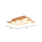 Nordic 4/6/9-Light Ceiling Mount Light Wood Grid Semi Flush Mount with Opal Frosted Glass Shade Clearhalo 'Ceiling Lights' 'Close To Ceiling Lights' 'Close to ceiling' 'Semi-flushmount' Lighting' 1963932