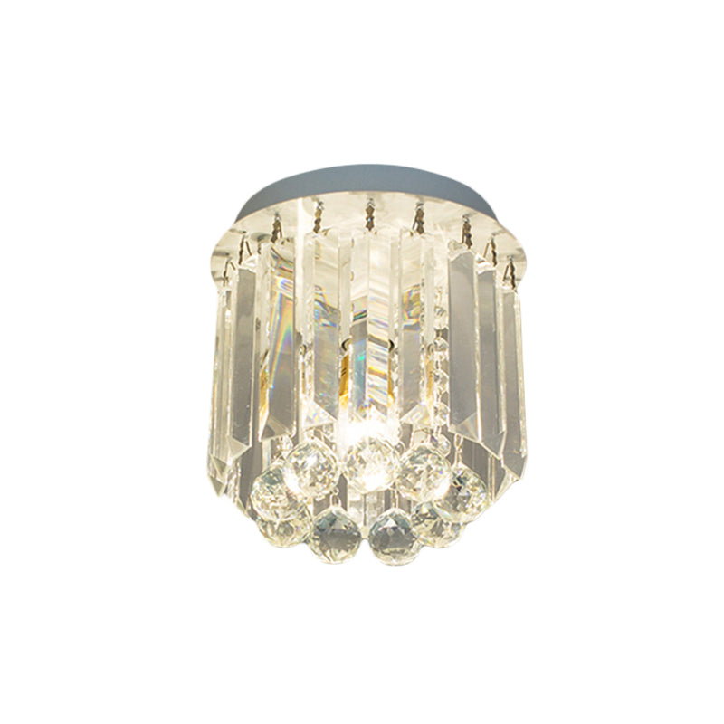 One Head Circle Flush Ceiling Light Luxurious Clear Crystal Ceiling Lamp in White for Foyer Clearhalo 'Ceiling Lights' 'Close To Ceiling Lights' 'Close to ceiling' 'Flush mount' Lighting' 196493