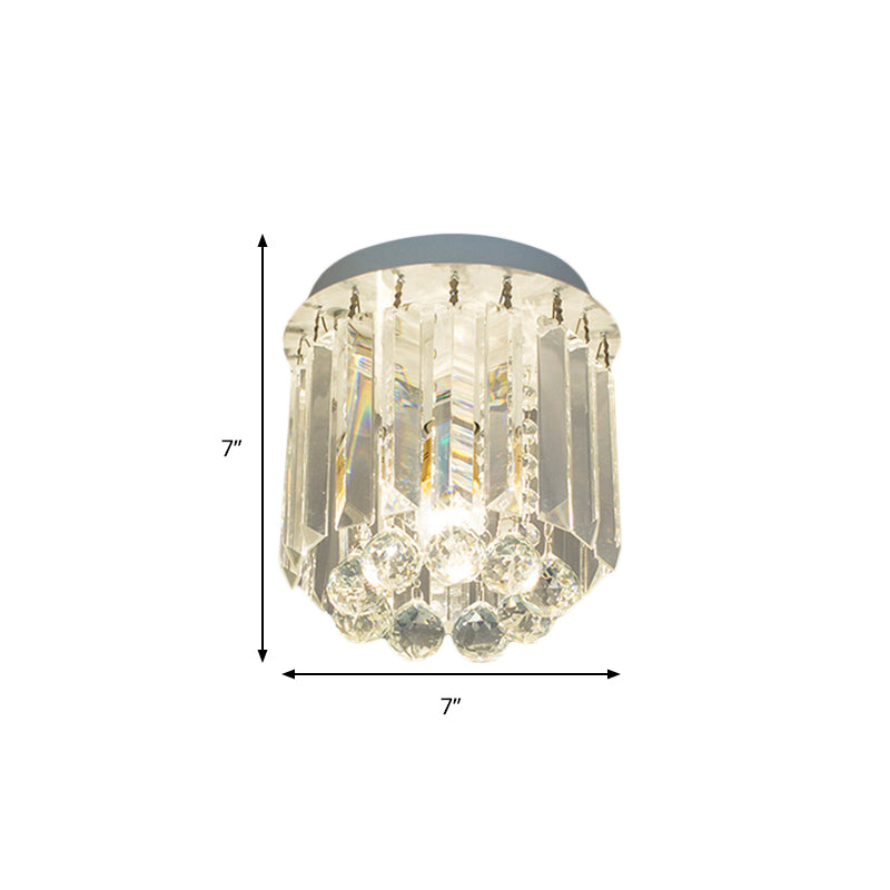 One Head Circle Flush Ceiling Light Luxurious Clear Crystal Ceiling Lamp in White for Foyer Clearhalo 'Ceiling Lights' 'Close To Ceiling Lights' 'Close to ceiling' 'Flush mount' Lighting' 196494