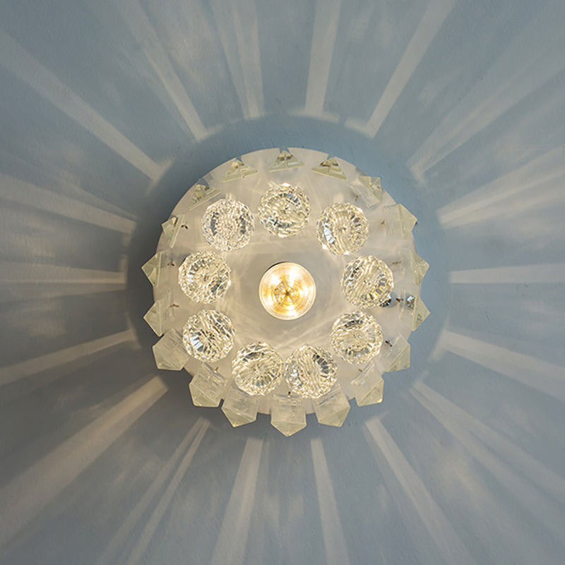 One Head Circle Flush Ceiling Light Luxurious Clear Crystal Ceiling Lamp in White for Foyer Clearhalo 'Ceiling Lights' 'Close To Ceiling Lights' 'Close to ceiling' 'Flush mount' Lighting' 196495