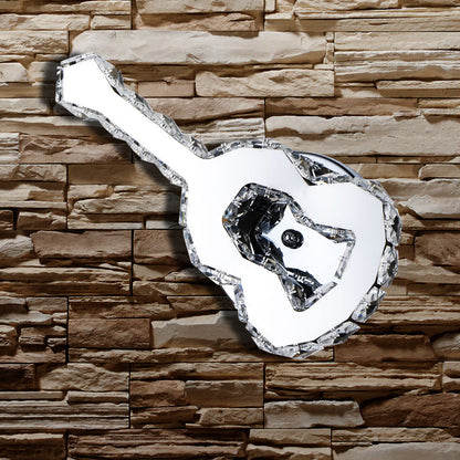 Guitar Shaped Wall Light with Crystal Modern Stainless Steel Wall Lamp in Chrome for Cafe Clear Clearhalo 'Wall Lamps & Sconces' 'Wall Lights' Lighting' 196575
