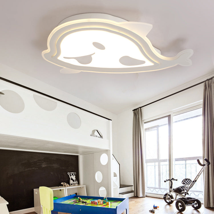 White Naughty Dolphin Ceiling Light Animal Acrylic LED Flush Mount Light for Girls Bedroom Clearhalo 'Ceiling Lights' 'Close To Ceiling Lights' 'Close to ceiling' 'Flush mount' Lighting' 196596