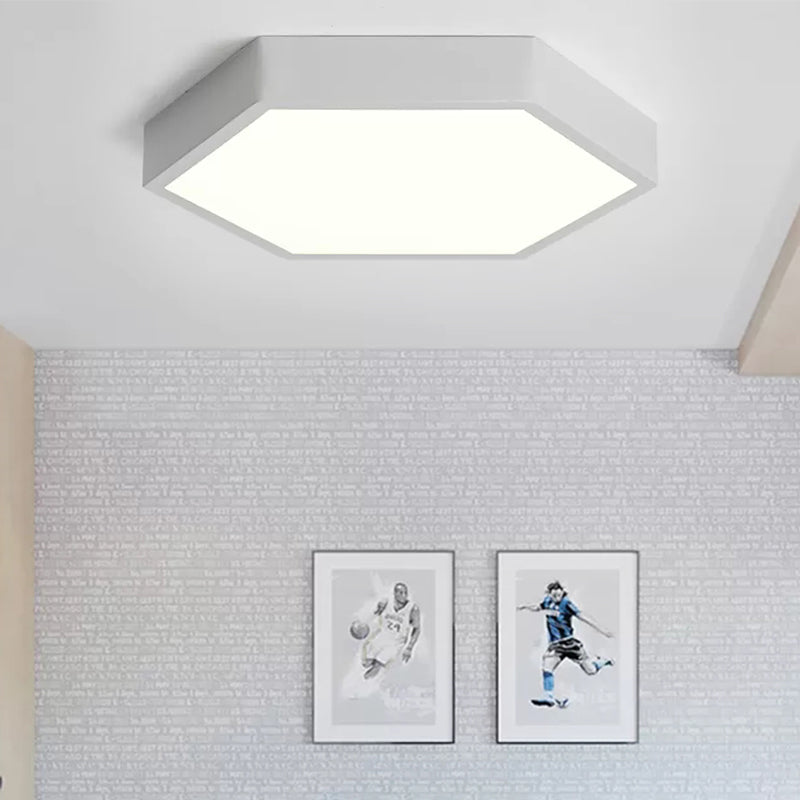 Nordic Stylish Monochrome Ceiling Light Hexagon LED Flush Mount Light for Porch White Clearhalo 'Ceiling Lights' 'Close To Ceiling Lights' 'Close to ceiling' 'Flush mount' Lighting' 196641