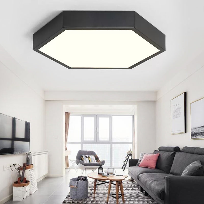 Nordic Stylish Monochrome Ceiling Light Hexagon LED Flush Mount Light for Porch Clearhalo 'Ceiling Lights' 'Close To Ceiling Lights' 'Close to ceiling' 'Flush mount' Lighting' 196646