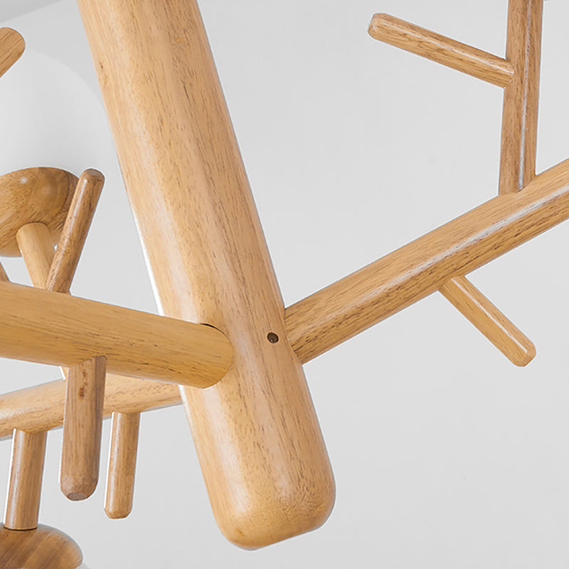 Nordic Modern Sphere Hanging Chandelier Wooden White Ceiling Pendant Light for Dining Room Clearhalo 'Ceiling Lights' 'Chandeliers' Lighting' options 196722