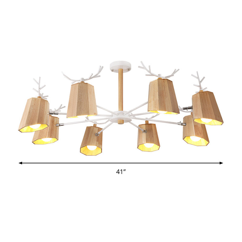 Modern Nordic Deer Horn Pendant Ceiling Light Wooden Hanging Pendant Lights for Living Room in Beige Clearhalo 'Ceiling Lights' 'Chandeliers' Lighting' options 196738