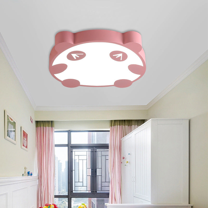 Acrylic Circle Panda Flush Mount Light Macaron Loft LED Ceiling Lamp for Kindergarten Pink 19.5" Clearhalo 'Ceiling Lights' 'Close To Ceiling Lights' 'Close to ceiling' 'Flush mount' Lighting' 196747