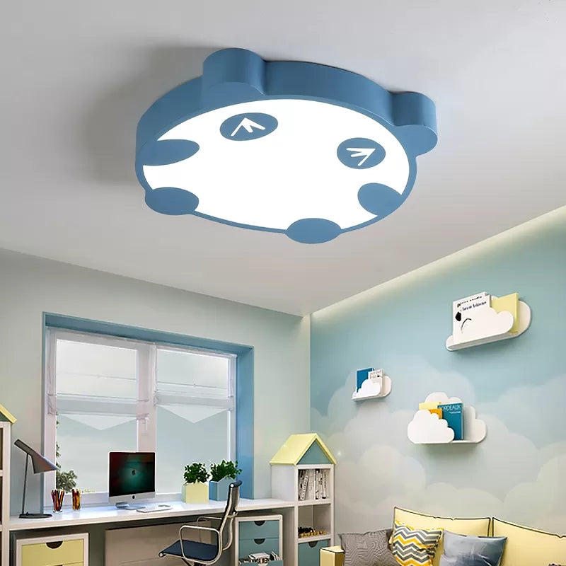 Acrylic Circle Panda Flush Mount Light Macaron Loft LED Ceiling Lamp for Kindergarten Blue 19.5" Clearhalo 'Ceiling Lights' 'Close To Ceiling Lights' 'Close to ceiling' 'Flush mount' Lighting' 196750