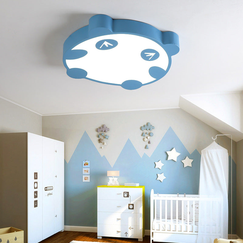 Acrylic Circle Panda Flush Mount Light Macaron Loft LED Ceiling Lamp for Kindergarten Blue 16" Clearhalo 'Ceiling Lights' 'Close To Ceiling Lights' 'Close to ceiling' 'Flush mount' Lighting' 196751