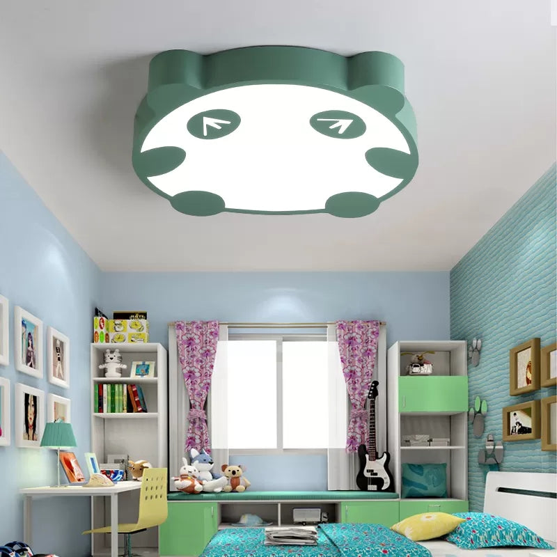 Acrylic Circle Panda Flush Mount Light Macaron Loft LED Ceiling Lamp for Kindergarten Green Clearhalo 'Ceiling Lights' 'Close To Ceiling Lights' 'Close to ceiling' 'Flush mount' Lighting' 196756