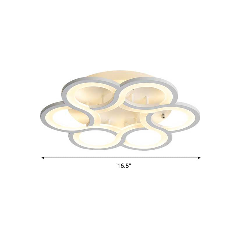 Circular Petal Semi Ceiling Mount Light Modern Stylish Acrylic LED Ceiling Fixture in White for Hotel Clearhalo 'Ceiling Lights' 'Close To Ceiling Lights' 'Close to ceiling' 'Flush mount' Lighting' 196798
