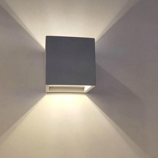 Cube/Cuboid Cement Flush Mount Wall Light Nordic 1 Head Grey Up Down Sconce Light for Stairs, 4"/5"/7" Wide Clearhalo 'Modern wall lights' 'Modern' 'Wall Lamps & Sconces' 'Wall Lights' Lighting' 1968131