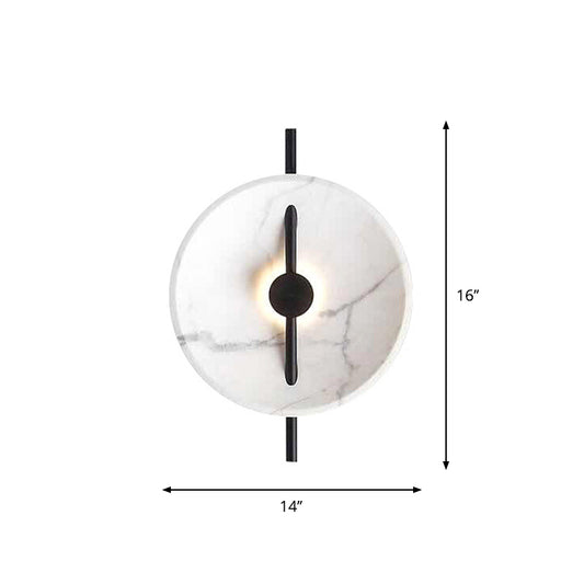Marble-Look Disc Resin Wall Lamp Designer Black and White LED Sconce Lighting for Bedside Clearhalo 'Cast Iron' 'Glass' 'Industrial' 'Modern wall lights' 'Modern' 'Tiffany' 'Traditional wall lights' 'Wall Lamps & Sconces' 'Wall Lights' Lighting' 1968177