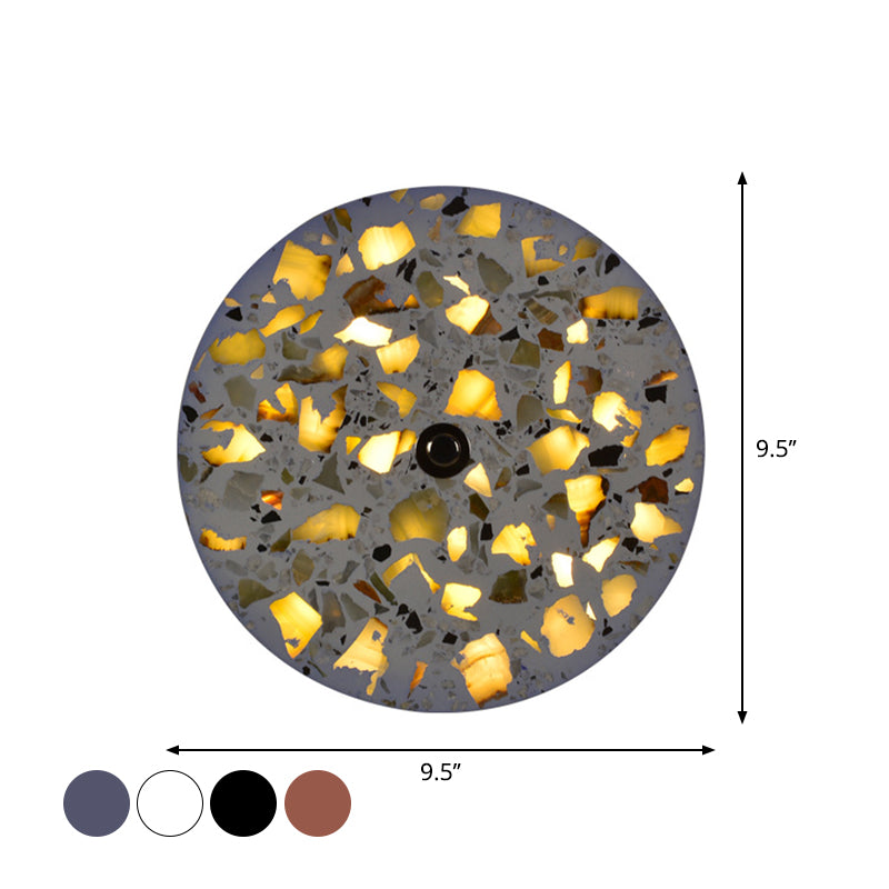 Terrazzo Disk LED Wall Light Art Deco Black/Red/Blue Flush Mount Wall Sconce for Living Room Clearhalo 'Modern wall lights' 'Modern' 'Wall Lamps & Sconces' 'Wall Lights' Lighting' 1968193