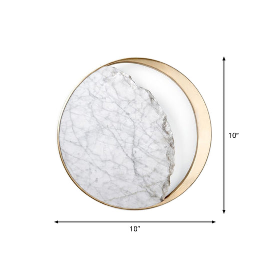 Novelty Minimalist Moon Wall Lamp Marble 1 Head Living Room Flush Wall Sconce in Gold Clearhalo 'Cast Iron' 'Glass' 'Industrial' 'Modern wall lights' 'Modern' 'Tiffany' 'Traditional wall lights' 'Wall Lamps & Sconces' 'Wall Lights' Lighting' 1968203