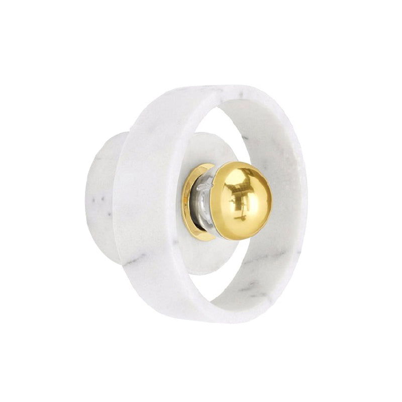 White-Gold Circle Sconce Lighting Designer 1 Bulb Marble Wall Mounted Light Fixture Clearhalo 'Cast Iron' 'Glass' 'Industrial' 'Modern wall lights' 'Modern' 'Tiffany' 'Traditional wall lights' 'Wall Lamps & Sconces' 'Wall Lights' Lighting' 1968207