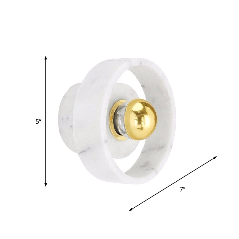 White-Gold Circle Sconce Lighting Designer 1 Bulb Marble Wall Mounted Light Fixture Clearhalo 'Cast Iron' 'Glass' 'Industrial' 'Modern wall lights' 'Modern' 'Tiffany' 'Traditional wall lights' 'Wall Lamps & Sconces' 'Wall Lights' Lighting' 1968208