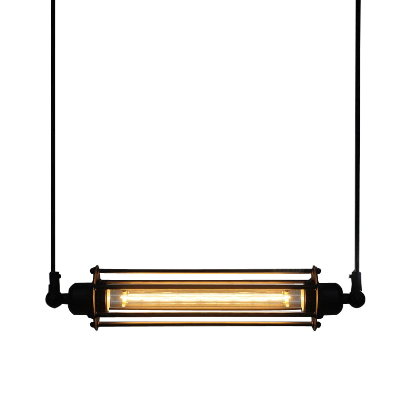 Tube Kitchen Bar Suspension Pendant Industrial Iron 1-Light Black Hanging Light Fixture Black Clearhalo 'Art Deco Pendants' 'Black' 'Cast Iron' 'Ceiling Lights' 'Ceramic' 'Crystal' 'Industrial Pendants' 'Industrial' 'Metal' 'Middle Century Pendants' 'Pendant Lights' 'Pendants' 'Rustic Pendants' 'Tiffany' Lighting' 1968295