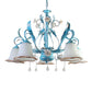 3/5/8-Bulb Up Chandelier Countryside Bedroom Pendant Lamp with Flower White Frosted Glass Shade and Crystal Decor in Blue 5 Blue Clearhalo 'Ceiling Lights' 'Chandeliers' Lighting' options 1968431_5b74d0f8-cc4e-43eb-a7fe-7e4555b5bfae