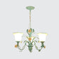 Floral Frosted Glass Hanging Chandelier Romantic Pastoral 3/5-Light Bedroom Pendant Ceiling Light in Blue Clearhalo 'Ceiling Lights' 'Chandeliers' Lighting' options 1968448