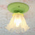 White/Green/Pink Floral Flush Ceiling Light Pastoral Style Frosted Milky Glass 1-Bulb Aisle Flush Mounted Lamp Green Clearhalo 'Ceiling Lights' 'Close To Ceiling Lights' 'Close to ceiling' 'Flush mount' Lighting' 1968521