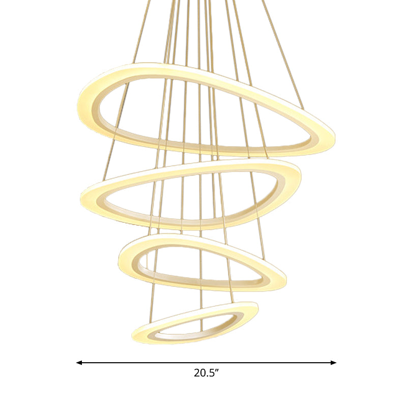 White Teardrop 4/5 Tiered Chandelier Simplicity LED Acrylic Hanging Ceiling Lamp in Warm/White Light Clearhalo 'Ceiling Lights' 'Chandeliers' 'Modern Chandeliers' 'Modern' Lighting' 1968612
